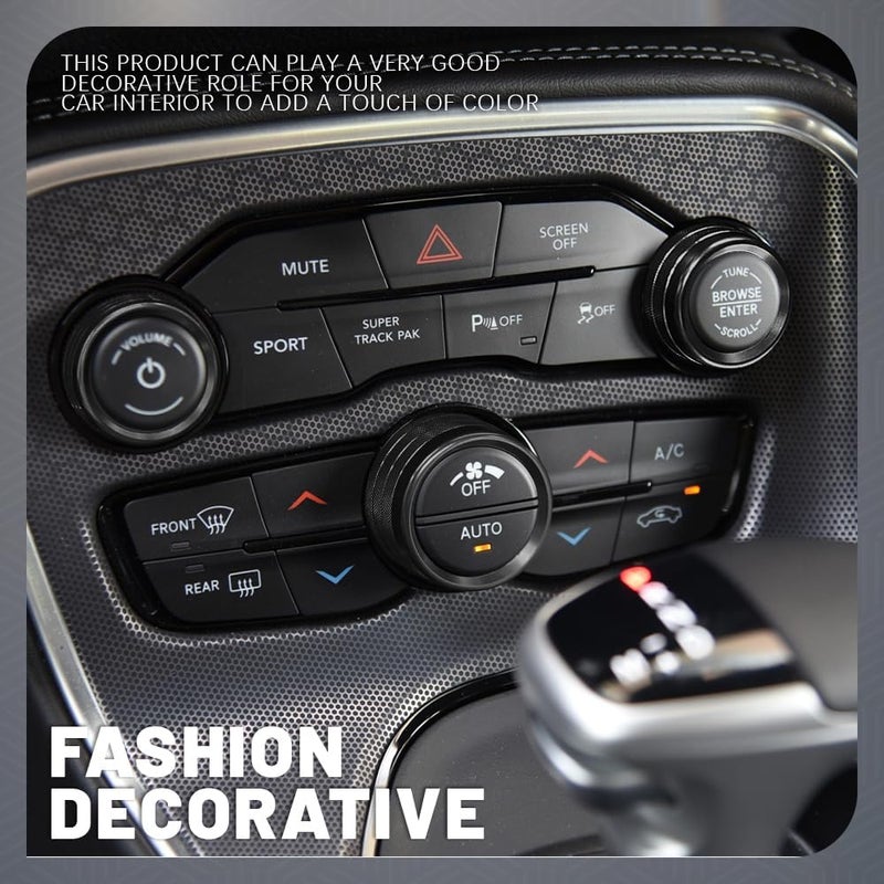 Tecledsn 3PCS Air Conditioner Switch Button Knob Cover, Aluminum Alloy Knob Ring Trim Cover, Climate Control Knob Covers, Auto Accessories Compatible with Dodge Challenger Durango 2015-2022 (Black) - Image 4